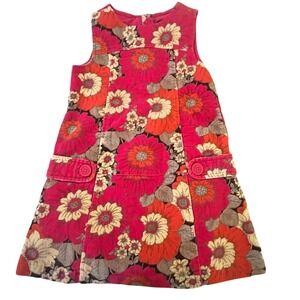 Baby Gap Toddler Girls Pink Floral Corduroy Jumper Dress 3T Sleeveless Retro 70s